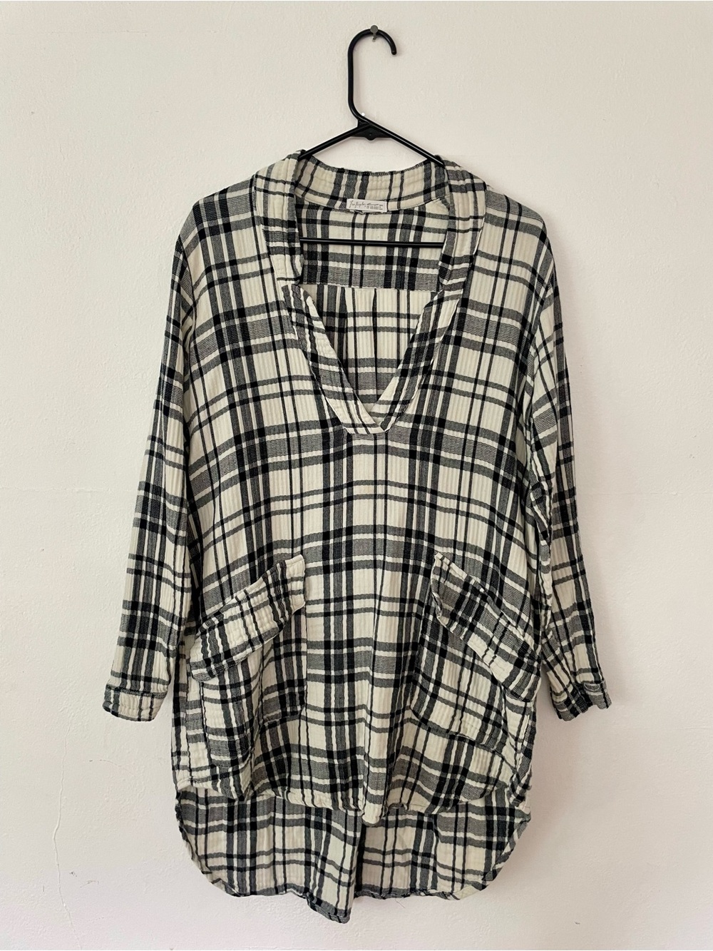 Free People Plaid V-Neck Tunic